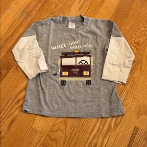 Long Sleeve Firetruck Tee-Shirt (Size 2T)